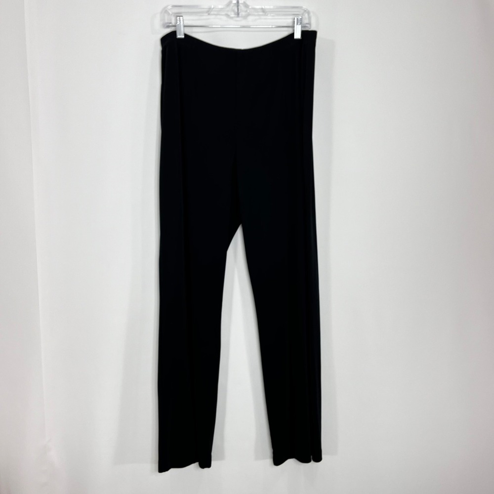 Easywear by Chicos Black Straight Leg Pull On Pants Size 3 Regular Stretch
